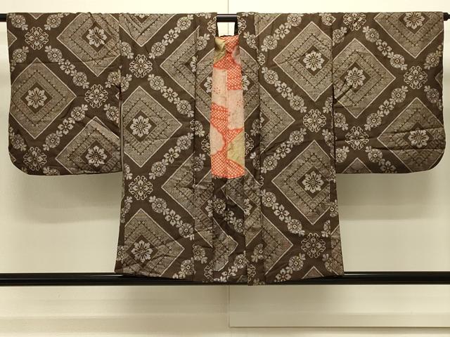 平和屋着物＃本場大島紬　龍郷絣　羽織　花菱文　正絹　逸品　CABK3486in