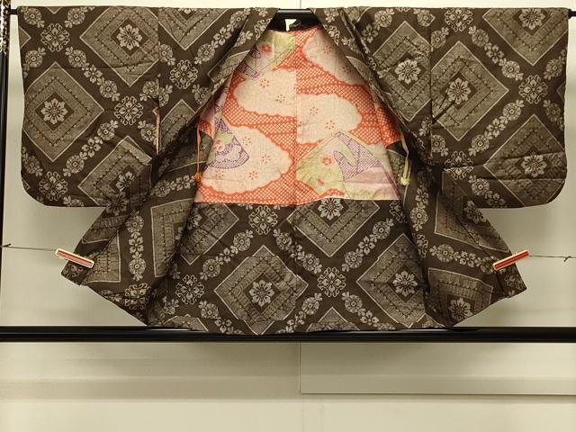 平和屋着物＃本場大島紬　龍郷絣　羽織　花菱文　正絹　逸品　CABK3486in