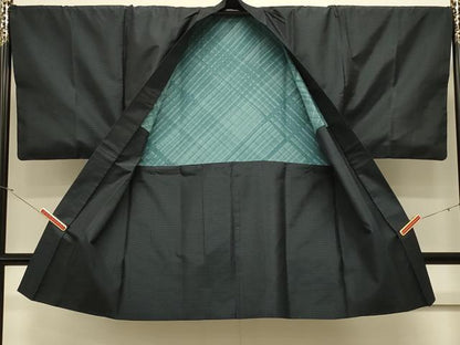 平和屋着物＃男性　本場大島紬　長羽織　格子　正絹　逸品　CABK3487in