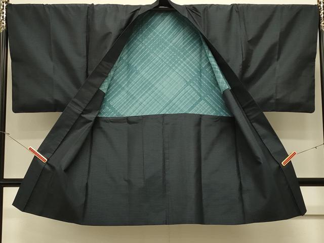 平和屋着物＃男性　本場大島紬　長羽織　格子　正絹　逸品　CABK3487in