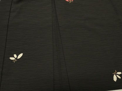 平和屋着物＃羽織 絞り 笹文 黒地 金彩 正絹 逸品 CABK3493in