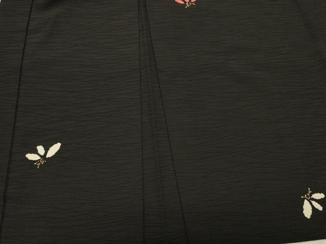平和屋着物＃羽織 絞り 笹文 黒地 金彩 正絹 逸品 CABK3493in