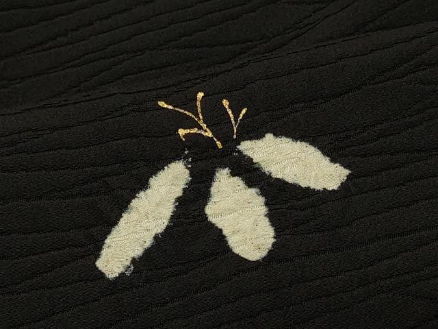 平和屋着物＃羽織 絞り 笹文 黒地 金彩 正絹 逸品 CABK3493in