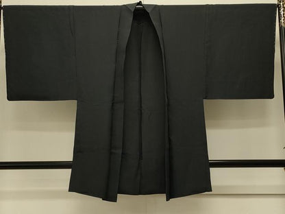 平和屋着物＃男性 長羽織 色無地 単衣 青褐色 正絹 逸品 未使用 CABK3497in