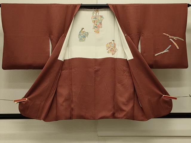 平和屋着物＃道行コート　刺繍　文箱短冊花文　金糸　正絹　逸品　CABK3498in