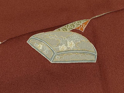 平和屋着物＃道行コート　刺繍　文箱短冊花文　金糸　正絹　逸品　CABK3498in