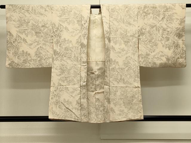 平和屋着物＃羽織 寿光織 風景文 金糸 正絹 逸品 CABK3499in