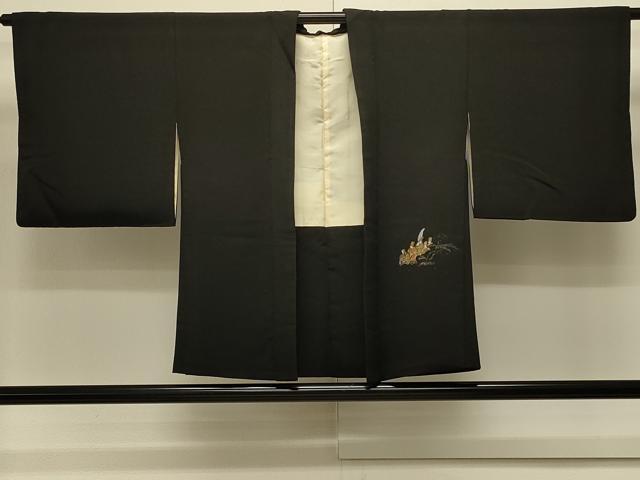 平和屋着物＃羽織　大名行列　黒地　金銀彩　正絹　逸品　CABK3500in