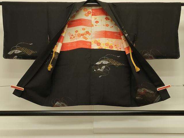 平和屋着物＃羽織　寿光織　吉祥絵巻文　黒地　金銀糸　正絹　逸品　未使用　CABK3501in