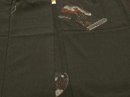平和屋着物＃羽織　寿光織　吉祥絵巻文　黒地　金銀糸　正絹　逸品　未使用　CABK3501in