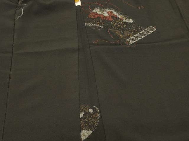 平和屋着物＃羽織　寿光織　吉祥絵巻文　黒地　金銀糸　正絹　逸品　未使用　CABK3501in