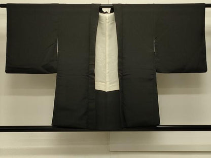 平和屋着物＃羽織 寿光織 風景文 黒地 銀糸 正絹 逸品 CABK3502in