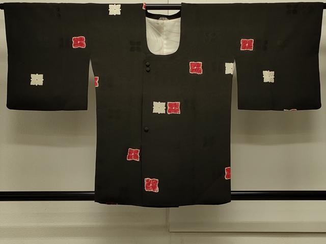 平和屋着物＃道行コート　絞り　地紋起こし　幾何学文様　正絹　逸品　CABK3505in