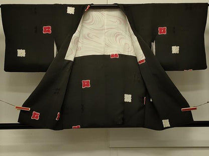 平和屋着物＃道行コート　絞り　地紋起こし　幾何学文様　正絹　逸品　CABK3505in