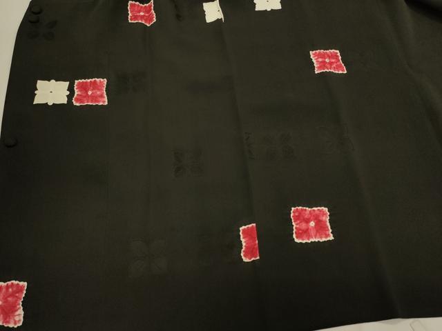 平和屋着物＃道行コート　絞り　地紋起こし　幾何学文様　正絹　逸品　CABK3505in