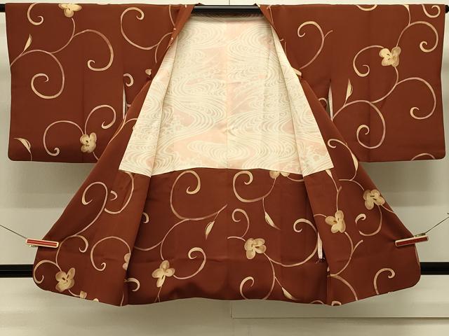 平和屋着物＃道行コート　ろうけつ染め　花唐草文　正絹　逸品　CABK3507in