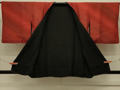 平和屋着物＃道行コート　リバーシブル　斜線文　暈し染め　黒地　正絹　逸品　未使用　CABK3509in