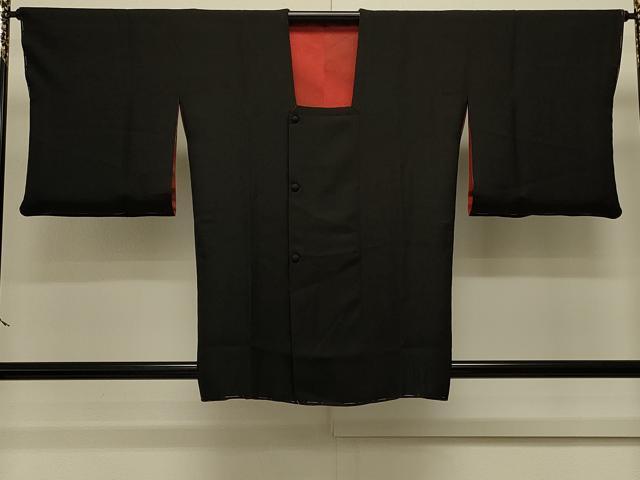 平和屋着物＃道行コート　リバーシブル　斜線文　暈し染め　黒地　正絹　逸品　未使用　CABK3509in