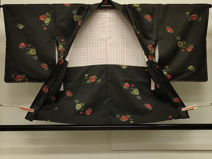 平和屋着物＃本場縞大島紬　羽織　ろうけつ染め　草花文　正絹　逸品　未使用　CABK3510in