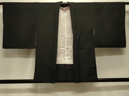 平和屋着物＃羽織 総刺繍 枝花文 黒地 洗える着物 CABK3515in