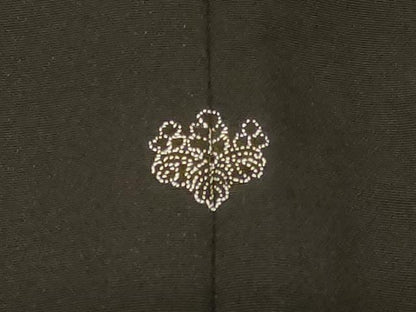 平和屋着物＃羽織 寿光織 枝花文 黒地 金糸 正絹 逸品 CABK3516in