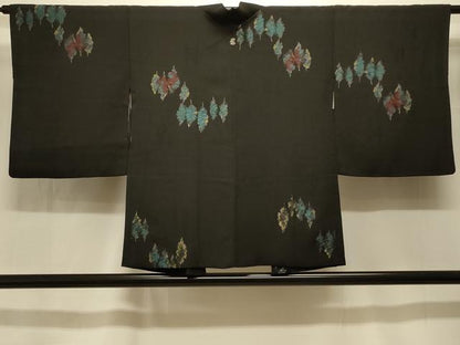 平和屋着物＃羽織 寿光織 樹林文 黒地 金糸 正絹 逸品 CABK3520in