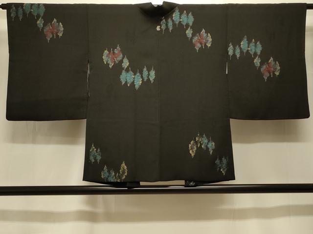 平和屋着物＃羽織 寿光織 樹林文 黒地 金糸 正絹 逸品 CABK3520in