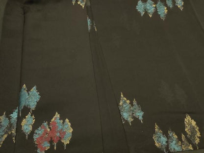 平和屋着物＃羽織 寿光織 樹林文 黒地 金糸 正絹 逸品 CABK3520in