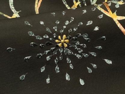 平和屋着物＃羽織 総刺繍 乱菊 黒地 金糸 正絹 逸品 CABK3521in