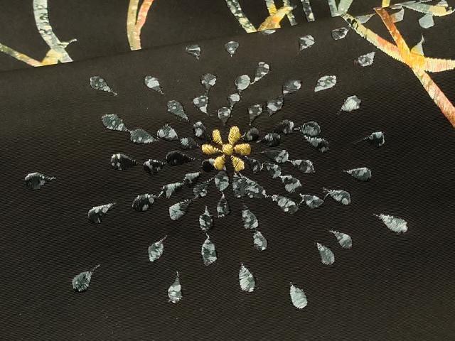 平和屋着物＃羽織 総刺繍 乱菊 黒地 金糸 正絹 逸品 CABK3521in