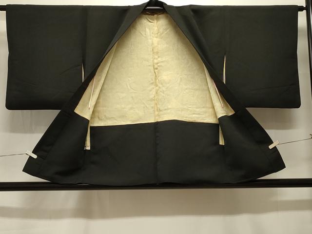 平和屋着物＃羽織 総刺繍 枝花文 黒地 金糸 正絹 逸品 CABK3526in