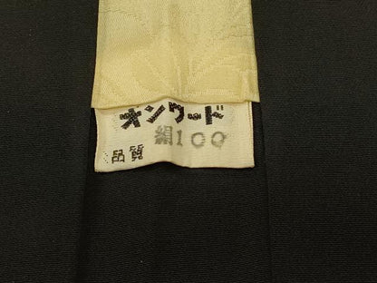 平和屋着物＃羽織 総刺繍 枝花文 黒地 金糸 正絹 逸品 CABK3526in