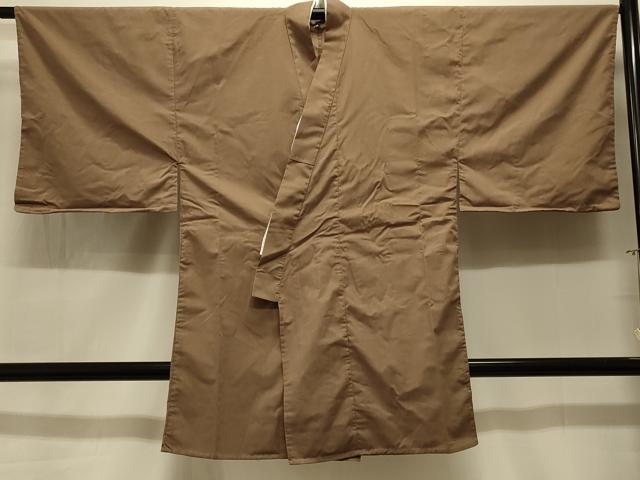 平和屋着物＃男性　和装コート　色無地　肥後煤竹色　ロング丈　CABK3532in