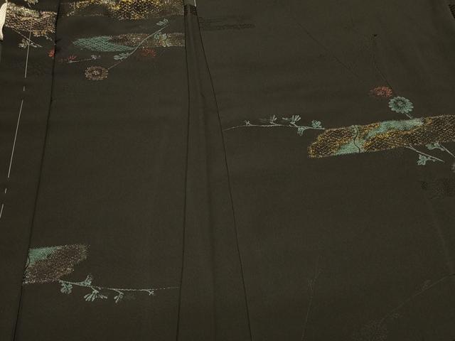 平和屋着物＃羽織 寿光織 枝花文 黒地 金銀糸 正絹 逸品 未使用 CABK3534in