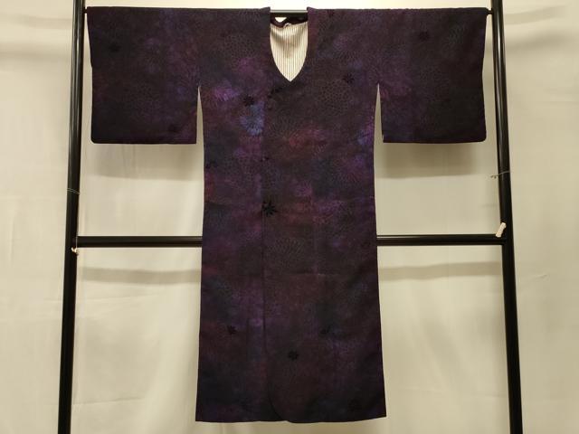 平和屋着物＃道行コート　輪奈ビロード　草花地紋　暈し染め　ロング丈　正絹　逸品　CABK3542in