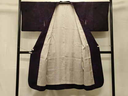 平和屋着物＃道行コート　輪奈ビロード　草花地紋　暈し染め　ロング丈　正絹　逸品　CABK3542in
