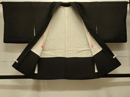 平和屋着物＃羽織 寿光織 風景文 黒地 金糸 正絹 逸品 CABK3544in
