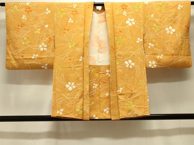 平和屋着物＃羽織 総絞り 草花文 正絹 逸品 CABK3545in
