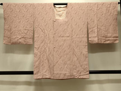 平和屋着物＃道行コート　色無地　ペイズリー地紋　洒落柿色　正絹　逸品　未使用　CABK3550in