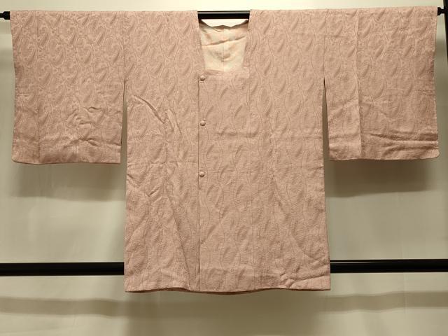 平和屋着物＃道行コート　色無地　ペイズリー地紋　洒落柿色　正絹　逸品　未使用　CABK3550in