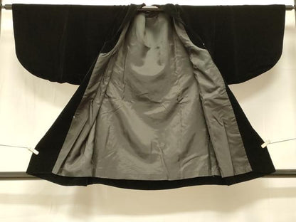 平和屋着物＃和装コート　黒地　ベロア　CABK3551in