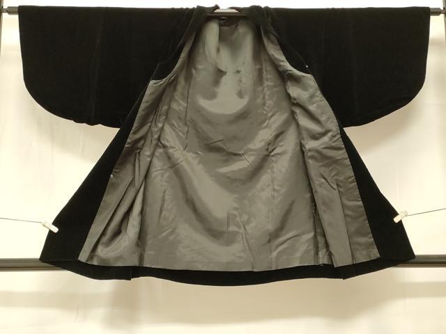 平和屋着物＃和装コート　黒地　ベロア　CABK3551in