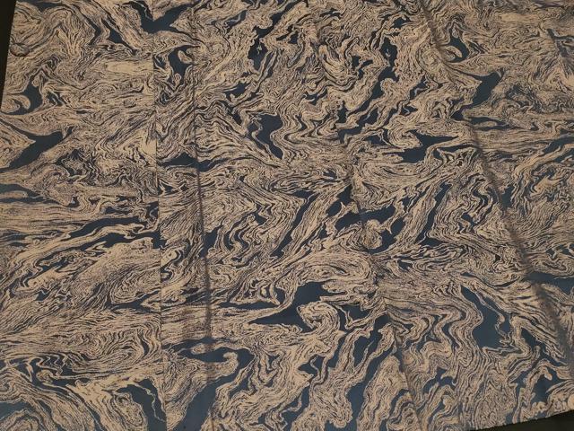 平和屋着物＃道行コート　お召地　墨流し文様　ロング丈　正絹　逸品　CABK3555in