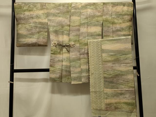 平和屋着物＃道中着　霞文　暈し染め　ショール付き　正絹　逸品　CABK3561in