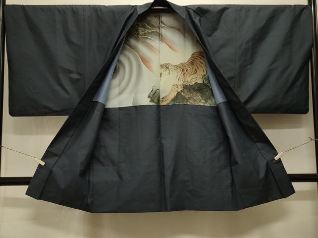 平和屋着物＃男性　本場大島紬　長羽織　100亀甲　総詰め　正絹　逸品　CABK3564in