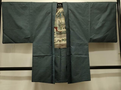 平和屋着物＃男性　本場大島紬　長羽織　80亀甲　総詰め　正絹　逸品　CABK3565in