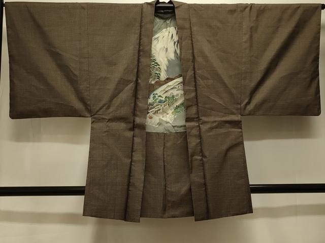 平和屋着物＃男性　本場大島紬　羽織　格子　正絹　逸品　CABK3570in