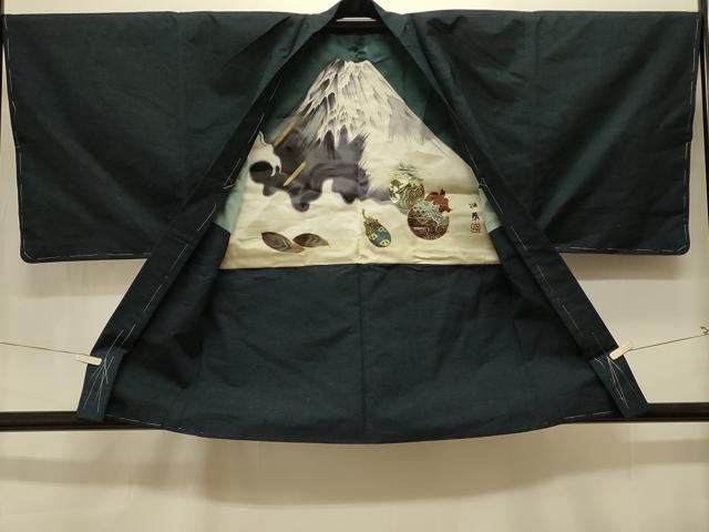 平和屋着物＃男性　羽織　紬地　霞文　正絹　逸品　未使用　CABK3571in