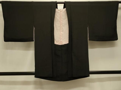 平和屋着物＃羽織 寿光織 風景花文 黒地 銀糸 正絹 逸品 CABK3579in
