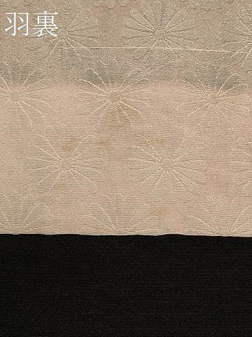 平和屋着物＃羽織 寿光織 風景花文 黒地 銀糸 正絹 逸品 CABK3579in